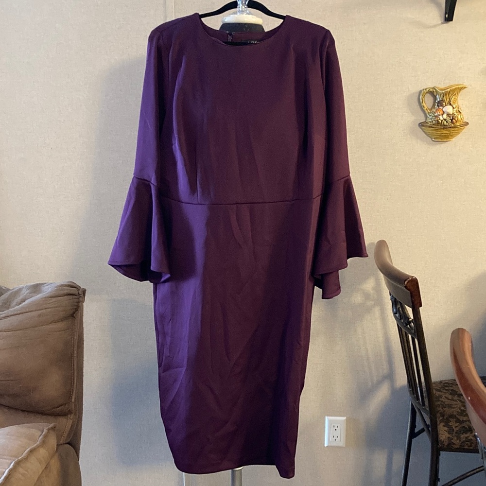 Eloquii Rich Purple Long Sleeve Dress